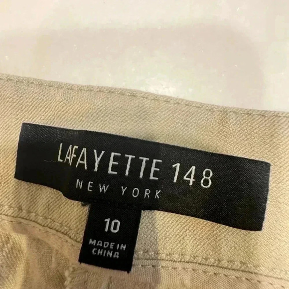 Lafayette 148 women’s bleeker pants khaki color side zip size 10 - Picture 3 of 9
